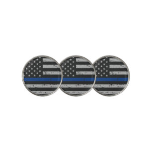 Thin Blue Line- Police Officer - USA American Flag Golf Ball Marker