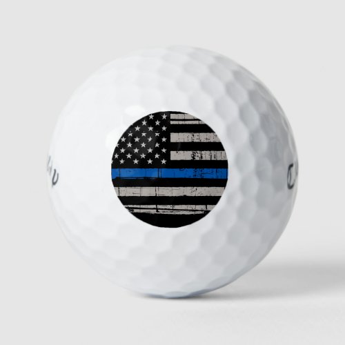 Thin Blue Line _ Police Officer USA  American Flag Golf Balls