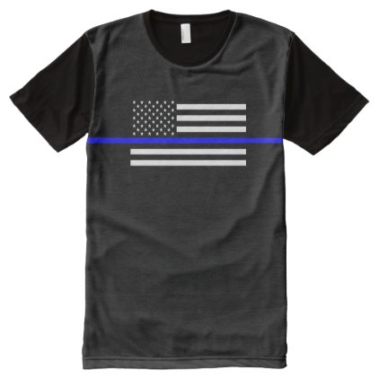 Thin Blue Line Police Officers Memorial Flag All-Over-Print Shirt