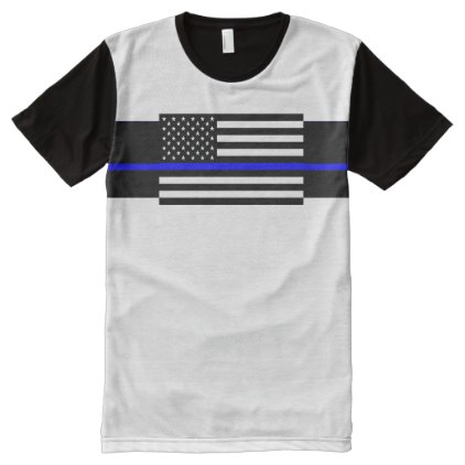 Thin Blue Line Police Officers Memorial Flag All-Over-Print Shirt