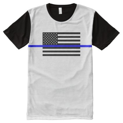 Thin Blue Line Police Officers Memorial Flag All-Over-Print Shirt