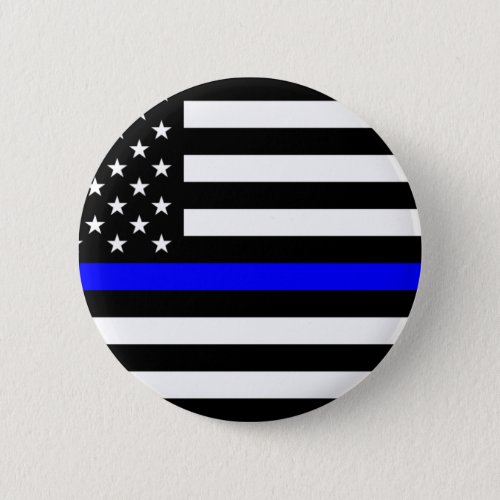 Thin Blue Line Police Officers Memorial Flag Button