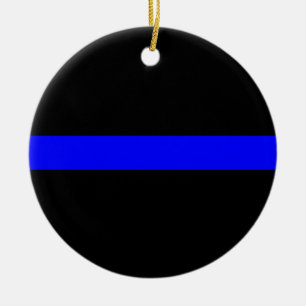 Thin Blue Line Police Officers Memorial Flag Ceramic Ornament