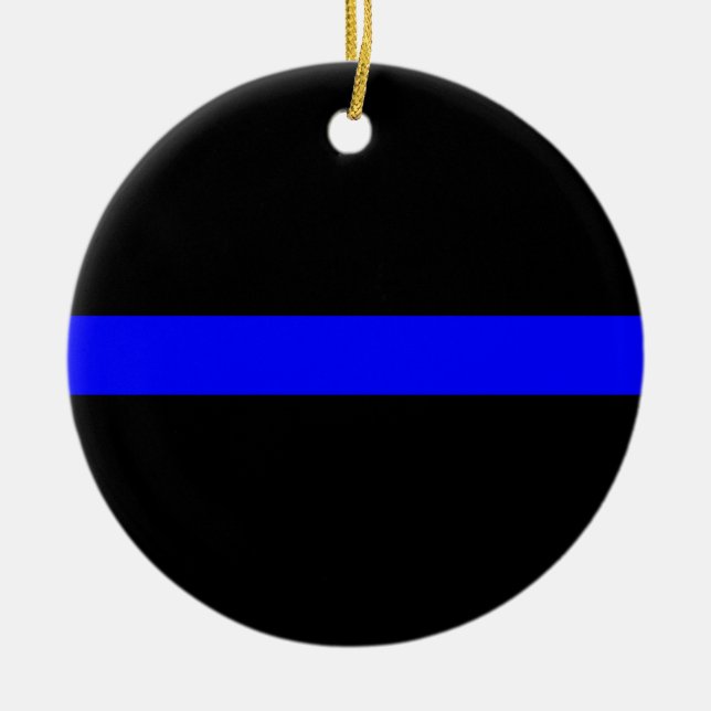 Thin Blue Line Police Officers Memorial Flag Ceramic Ornament (Front)