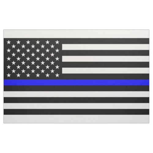 Thin Blue Line Police Officers Memorial Flag Fabric