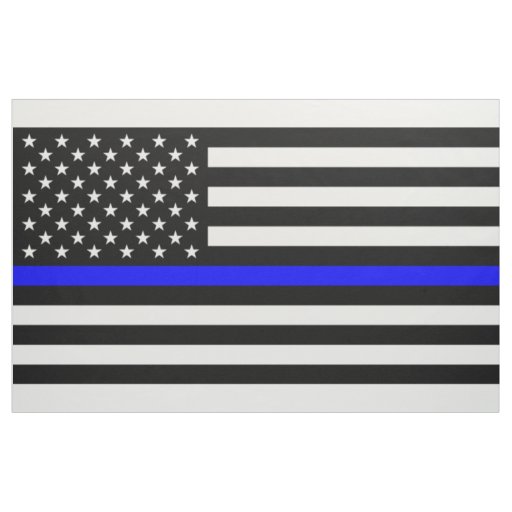 Thin Blue Line Police Officers Memorial Flag Fabric