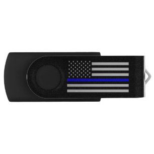 Thin Blue Line Police Officers Memorial Flag Flash Drive