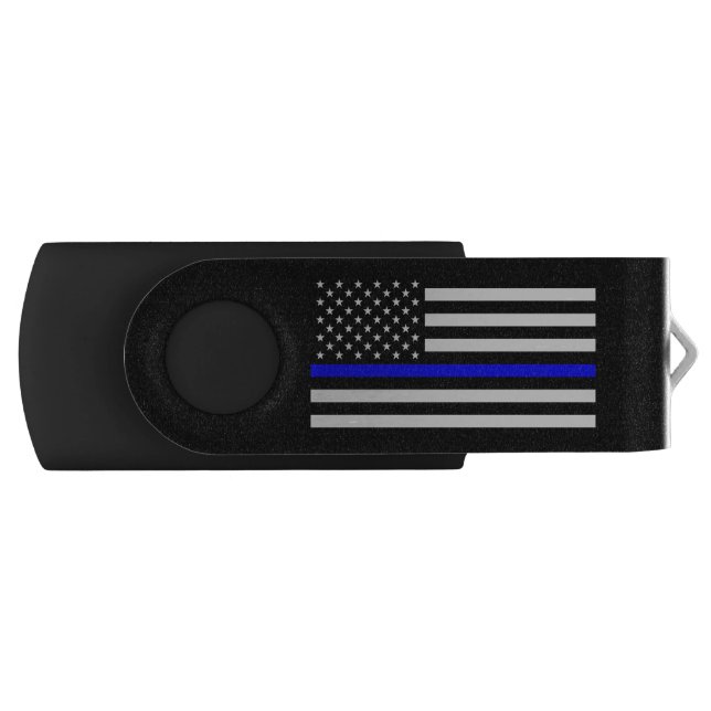 Thin Blue Line Police Officers Memorial Flag Flash Drive (Front)