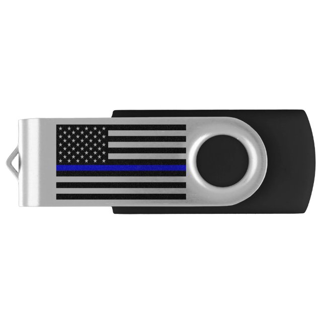 Thin Blue Line Police Officers Memorial Flag Flash Drive (Back)