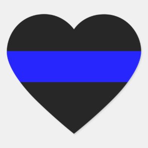 Thin Blue Line Police Officers Memorial Flag Heart Sticker