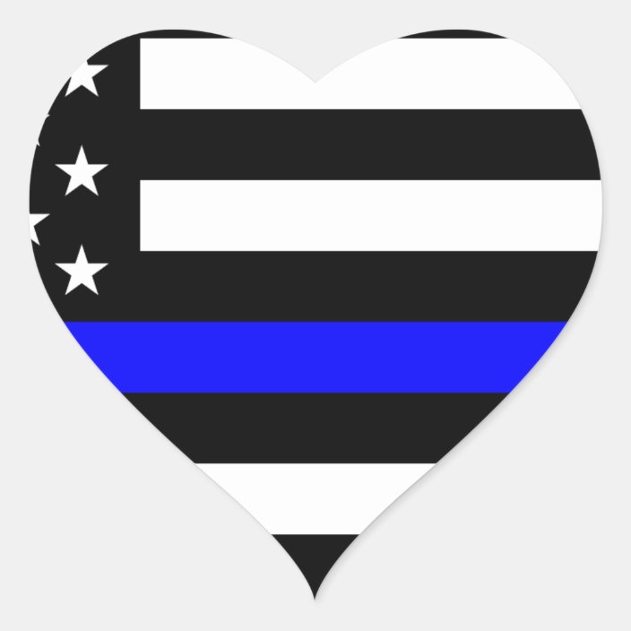 Thin Blue Line Police Officers Memorial Flag Heart Sticker 7951