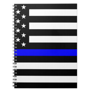 Thin Blue Line Police Officers Memorial Flag Notebook