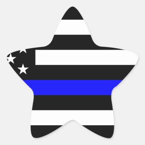 Thin Blue Line Police Officers Memorial Flag Star Sticker