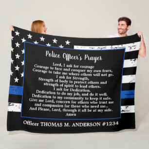 Thin Blue Line Police Officers Prayer Fleece Blanket