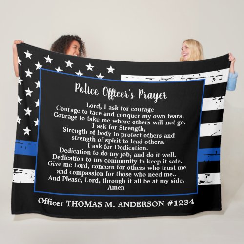 Thin Blue Line Police Officers Prayer Fleece Blanket