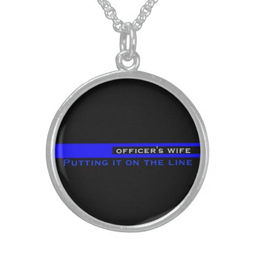 Thin Blue Line Police Officers Wife Sterling Silver Necklace