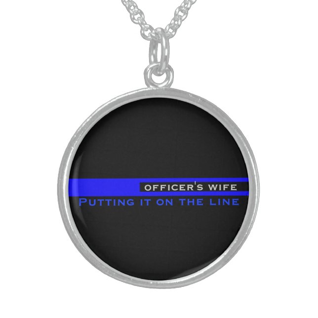 Thin Blue Line Police Officer's Wife Sterling Silver Necklace (Front)