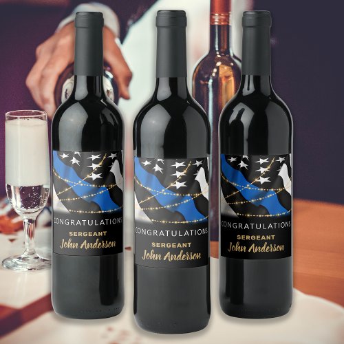 Thin Blue Line Police Party Congratulations Wine Label