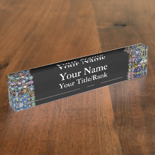 Thin Blue Line Police Patch Collection Desk Name Plate
