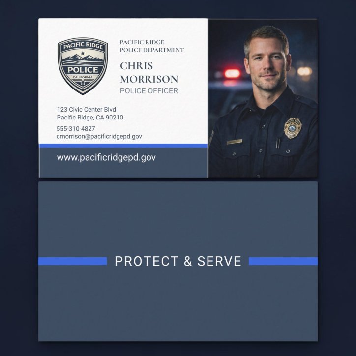 Thin Blue Line Police Photo Business Card