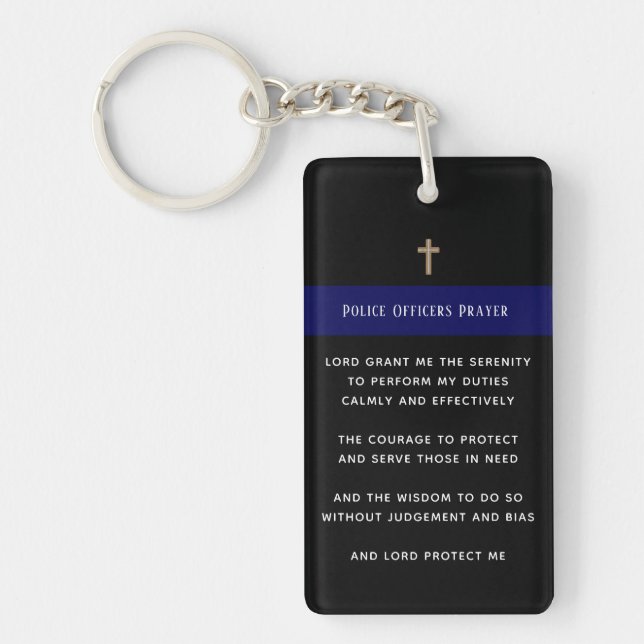Thin Blue Line Police PRAYER US Law Enforcement Keychain (Front)