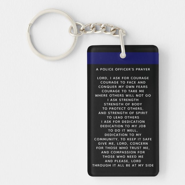 Thin Blue Line Police PRAYER US Law Enforcement Keychain (Front)