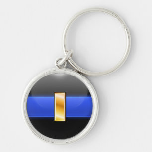Thin Blue Line Police Rank Keychain