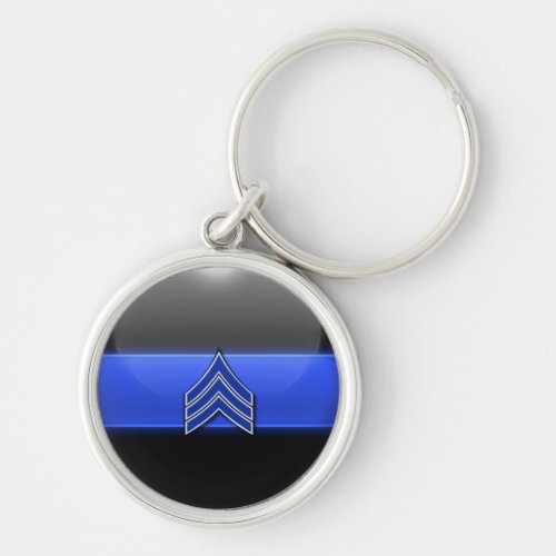 Thin Blue Line Police Rank Keychain