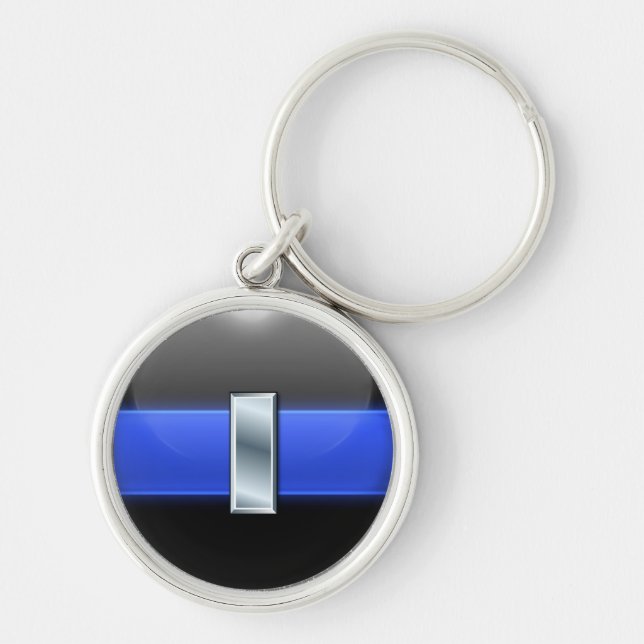 Thin Blue Line Police Rank Keychain (Front)