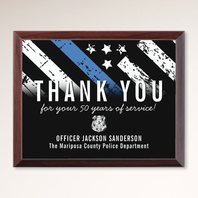 Thin Blue Line Police Retirement Anniversary Award Plaque (Thin Blue Line Police Retirement Anniversary Award Plaque)