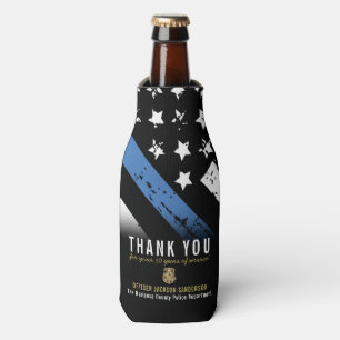 Thin Blue Line Police Retirement Anniversary Bottle Cooler
