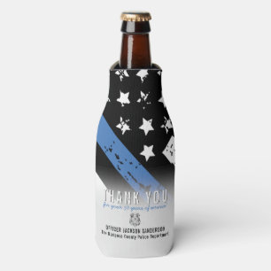 Thin Blue Line Police Retirement Anniversary Bottle Cooler