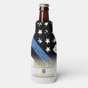 Thin Blue Line Police Retirement Anniversary Bottle Cooler