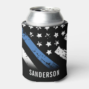 Thin Blue Line Police Retirement Anniversary Can Cooler