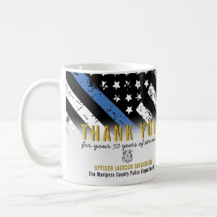 Thin Blue Line Police Retirement Anniversary Coffee Mug