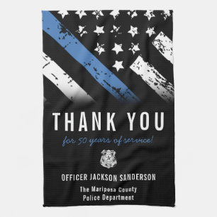 Thin Blue Line Police Retirement Anniversary Kitchen Towel