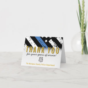 Thin Blue Line Police Retirement Anniversary Letterpress Thank You Card