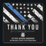 Thin Blue Line Police Retirement Anniversary Square Wall Clock<br><div class="desc">This design features a police force flag with black and white stripes,  and a thin blue line stripe as well. This clock is great for showing appreciation to an officer celebrating an anniversary or thanking a retiring law enforcement officer,  sheriff,  captain,  or chief for their years of service.</div>