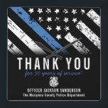 Thin Blue Line Police Retirement Anniversary Square Wall Clock<br><div class="desc">This design features a police force flag with black and white stripes,  and a thin blue line stripe as well. This clock is great for showing appreciation to an officer celebrating an anniversary or thanking a retiring law enforcement officer,  sheriff,  captain,  or chief for their years of service.</div>