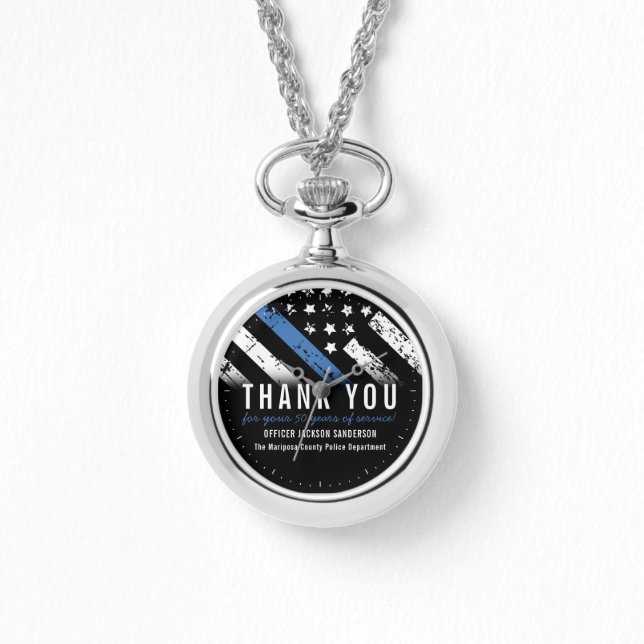 Thin Blue Line Police Retirement Anniversary Watch (Front)