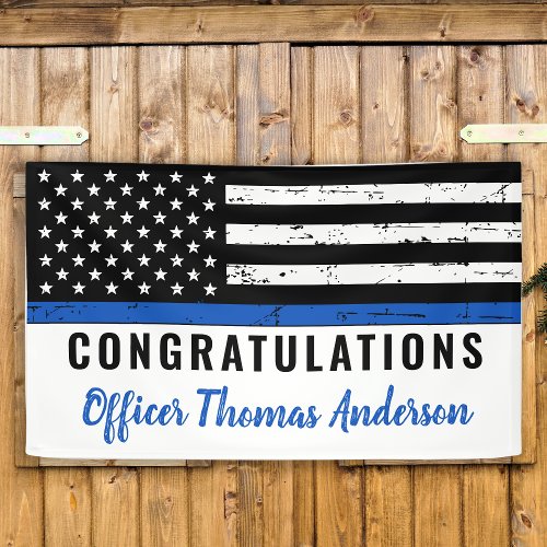 Thin Blue Line Police Retirement Congratulations Banner