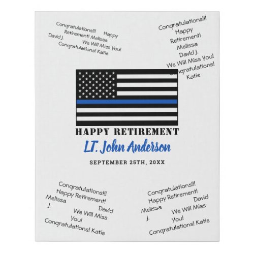 Thin Blue Line Police Retirement Guest Book Sign