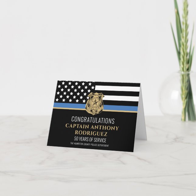 Thin Blue Line Police Retirement Law Enforcement Card (Front)