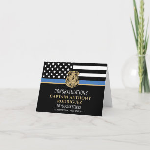 Thin Blue Line Police Retirement Law Enforcement Letterpress Thank You Card