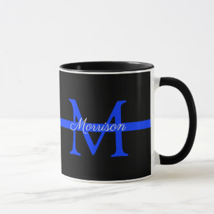 Thin Blue Line Police Retirement Party Monogram Mug