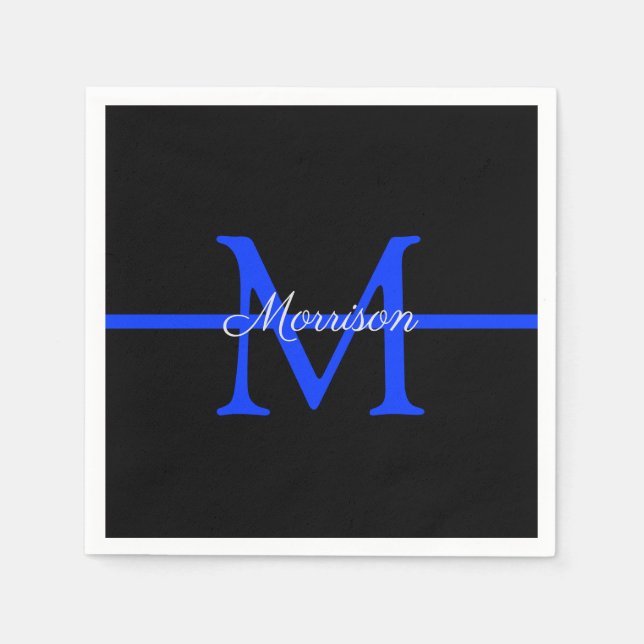 Thin Blue Line Police Retirement Party Monogram Napkins (Front)