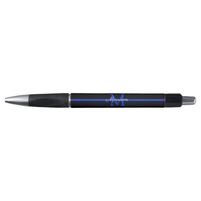 Thin Blue Line Police Retirement Party Monogram Pen (Front)