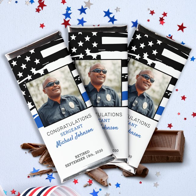 Thin Blue Line Police Retirement Personalized Hershey Bar Favors (Creator Uploaded)