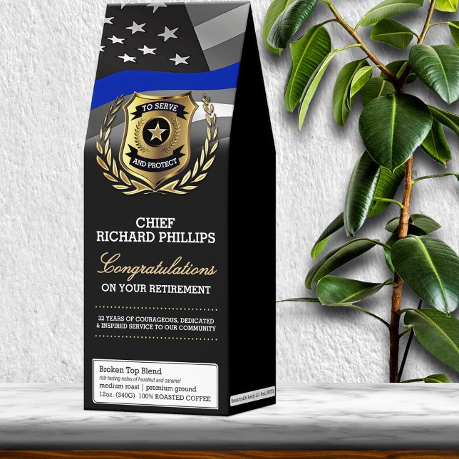 Thin Blue Line Police Retirement Personalized Roasted Coffee (Creator Uploaded)