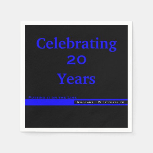 Thin Blue Line Police Retirement With Name Napkins